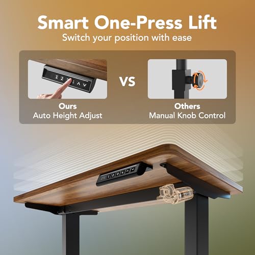 32x19 Inch Small Electric Standing Desk, Adjustable, Black Walnut, view 6