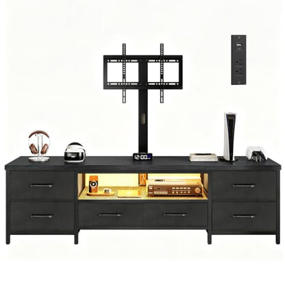TV Stand with Mount for 75 Inch TV, w/LED & Outlets, 71'' Black, view 2