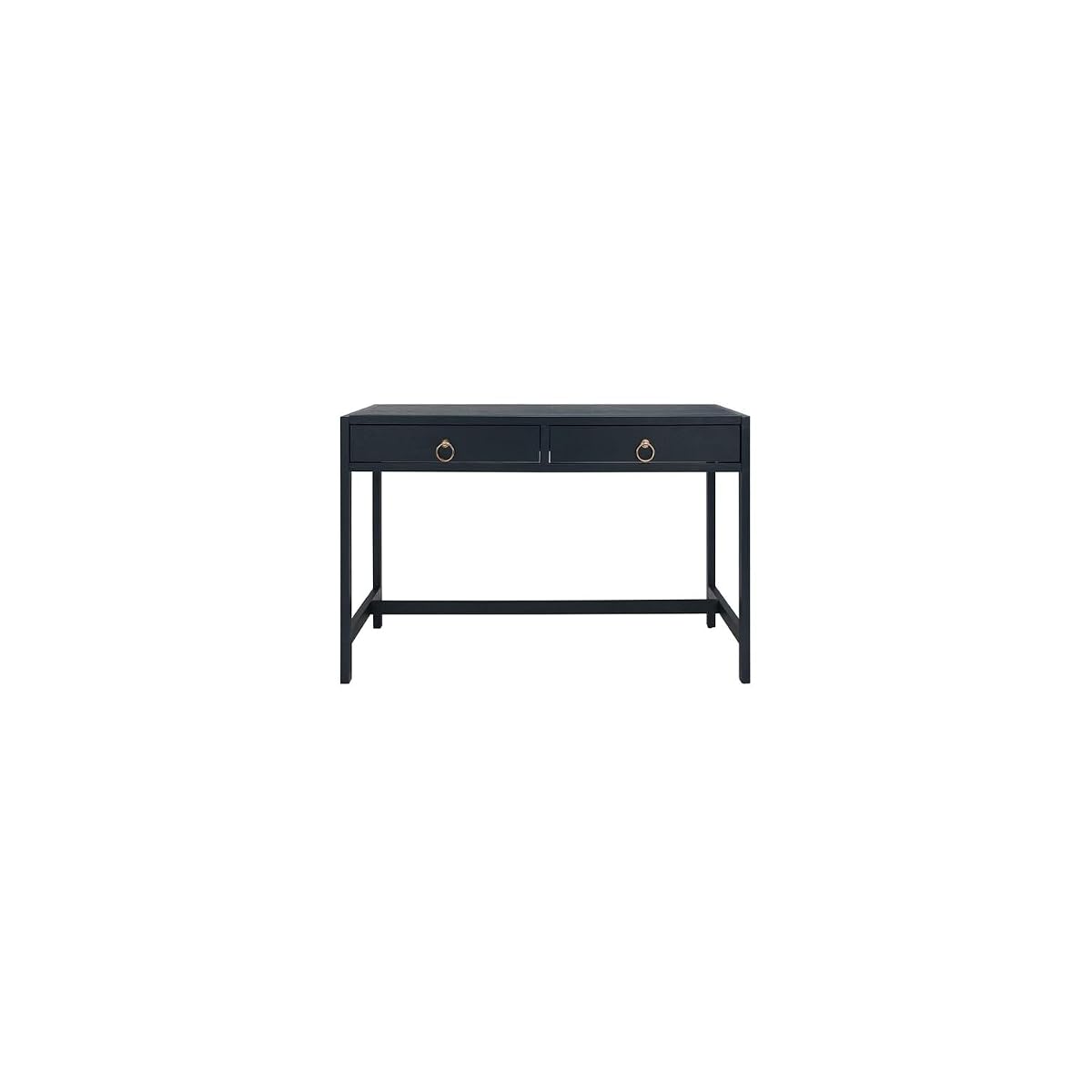 SAFAVIEH Furniture - Esther 2-Drawer Writing Desk - Navy - Solid Wood - Glam Gold Hardware Design - Ideal for Home Office, Bedroom, Den, 46" W x 22.1" D x 30" H (DSK9200A)