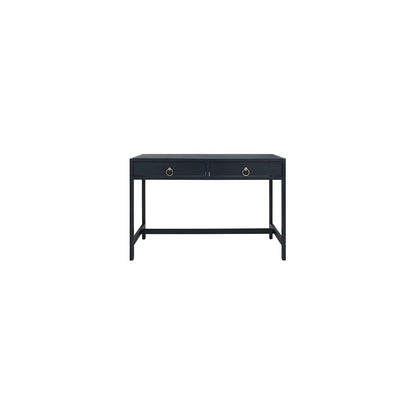 SAFAVIEH Furniture - Esther 2-Drawer Writing Desk - Navy - Solid Wood - Glam Gold Hardware Design - Ideal for Home Office, Bedroom, Den, 46" W x 22.1" D x 30" H (DSK9200A)
