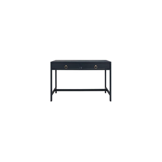 SAFAVIEH Furniture - Esther 2-Drawer Writing Desk - Navy - Solid Wood - Glam Gold Hardware Design - Ideal for Home Office, Bedroom, Den, 46" W x 22.1" D x 30" H (DSK9200A)