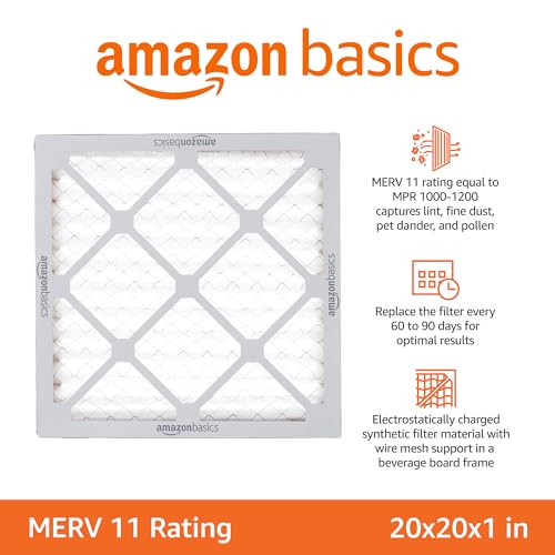 20x20x1 Air Filter 6-Pack, MERV 11 AC Furnace Filters, Dust, Pet, view 3