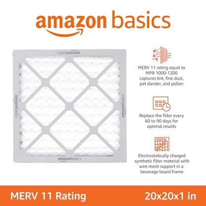 20x20x1 Air Filter 6-Pack, MERV 11 AC Furnace Filters, Dust, Pet, view 3