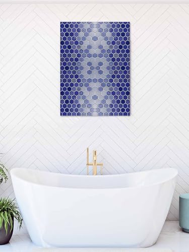 NuYeBiofx Abstract Purple Hexagon Lattice Canvas Wall Art Prints,48"x32" Framed Picture Artwork Geometric Honeycomb Grid Printed Canvas Oil Painting for Living Room Bedroom Office,Ready to Hang