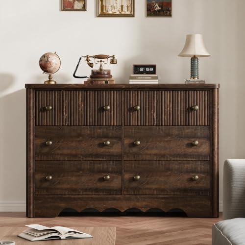 6 Drawer Dresser for Bedroom, 47.2" Wide Fluted Dresser, view 8