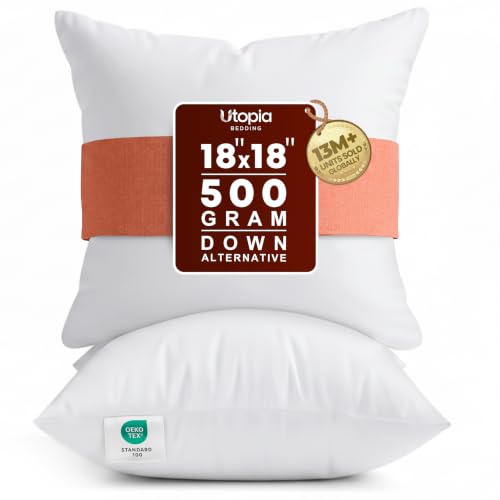 18x18 Pillow Inserts, White Throw Pillows for Couch, 2 Pack, view 2