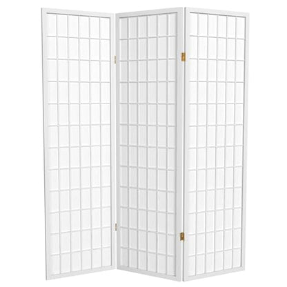 5 ft. Tall Window Pane Shoji Screen - White - 3 Panels