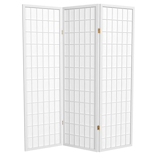5 ft. Tall Window Pane Shoji Screen - White - 3 Panels