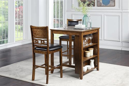 New Classic Furniture Gia Counter Table with Two Chairs and Storage Shelf, 30-Inch, Brown