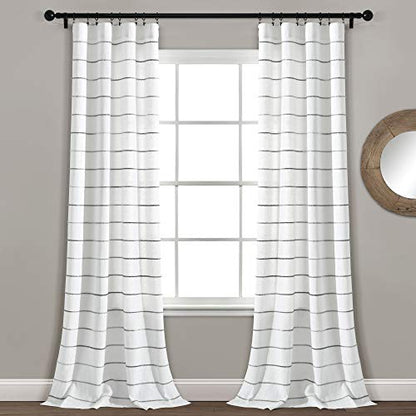 Ombre Stripe Yarn Dyed Cotton Window Curtain Panels, Pair, 40" W x 84" L, Gray - Drapes - Light Filtering Curtains for Living Room - Striped Curtains