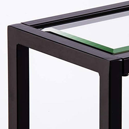 Bergen Narrow Metal Console Table, Dining Room With Open Concept Living Space Glam Style Powder-Coated Iron, Black