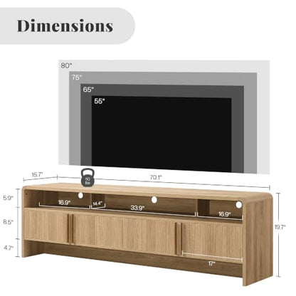 70" Fluted TV Stand with 2 Storage Cabinets for TVs Up to 80", view 3