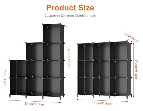 Closet Organizers and Storage, 9 Cube Storage Organizer, Black, view 4