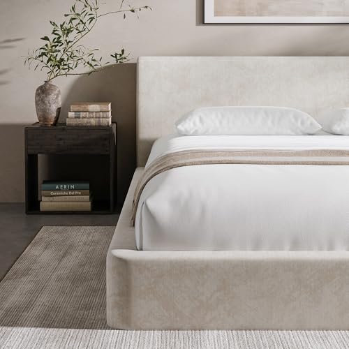 Upholstered Bed Frame with Ergonomic Headboard, view 7