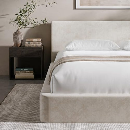 Upholstered Bed Frame with Ergonomic Headboard, view 7