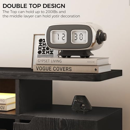 TV Stand for TVs up to 85", LED Lights and Power Outlets, Black, view 7