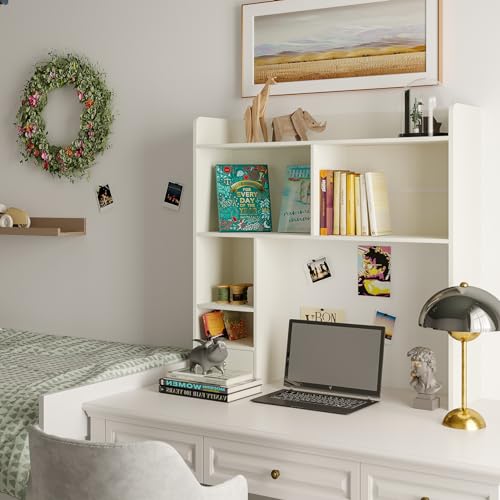 Desktop Bookshelf, 36.4" DormDesk Hutch with 5 Shelves, view 5