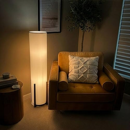 Parker Paper Lantern Floor lamp, 48 Inch Tall Lamp with Wood Frame, Asian Design for Bedroom, Decorative Tower Shade Lamp for Living Rooms & Offices, Great Living Room Décor