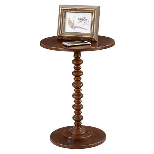 Palm Beach Spindle Table 17.75" - Traditional Round End Table for Living Room, Turned Solid Wood Side Table, Classic Display Pedestal Table, Espresso