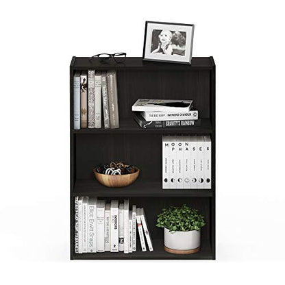 PASIR Book Shelf, 3-Tier Bookshelf, Bookcase, 9.7" x 23.7" x 31.5", for Living Room, Bedroom, Home Office, Blackwood