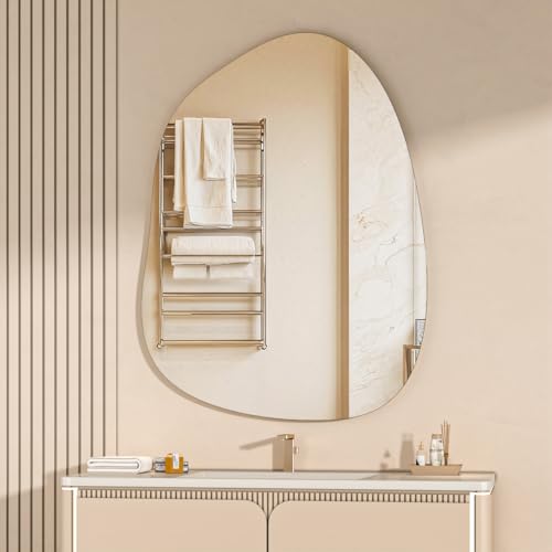Irregular Wall Mirror - 40"x30" Asymmetrical Frameless Mirror, Modern Decorative Mirrors for Living Room, Entryway, Hallway, Bathroom, Bedroom,Wall Mounted Home Decor