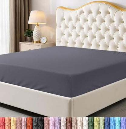 Queen Fitted Sheet, Ultra Soft Fits Up to 15 Inch Deep Pocket, Grey, view 2