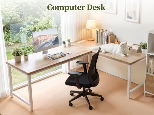 63 Inch L Shaped Computer Desk with Power Outlets, 1" Thick Desktop, view 3