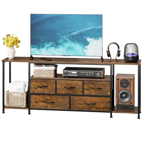 TV Stand for TVs Up to 75 Inch, Rustic Brown, view 8