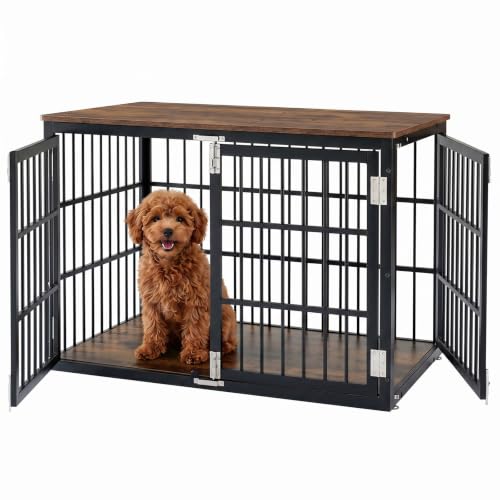 Dog Crate Furniture 38 Inch Indoor Crate Dog Cage Wooden Kennel, view 2