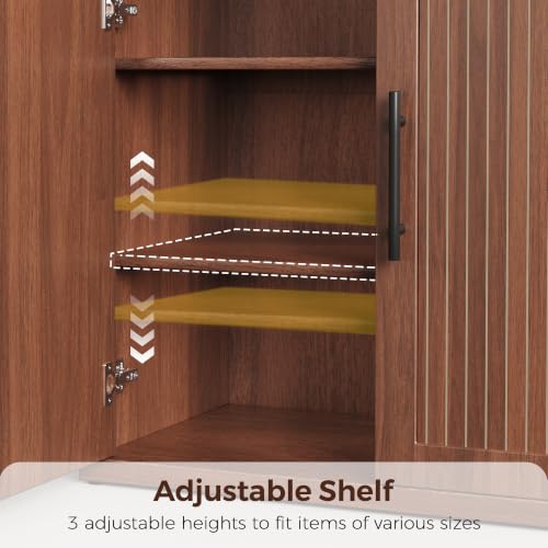 31.5" Fluted Walnut Buffet Cabinet Sideboard with Storage, view 5