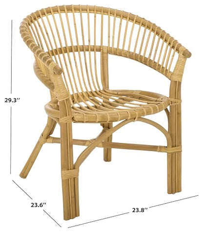 SAFAVIEH Furniture - Varvara Woven Accent Chair - Natural Rattan - Fully Assembled - Ideal for Living Room, Bedroom, Dining Space, 16" Seat Height (ACH9905A)