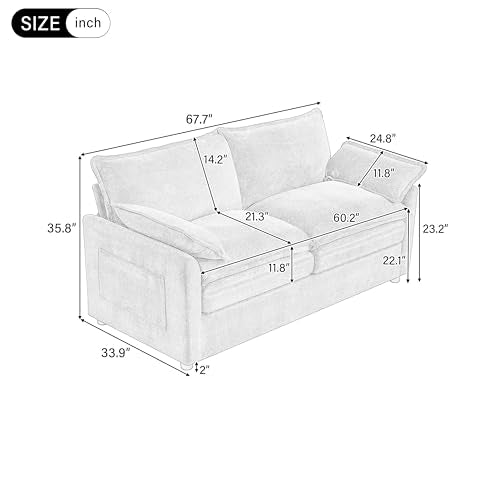 3-Piece Living Room Furniture Set with 3-Seater Sofa, Loveseat and Accent Chair, Side Storage Pocket, Grey