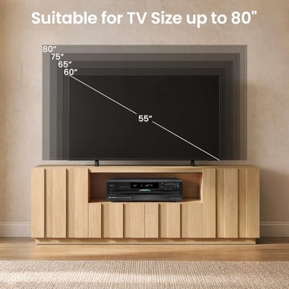 78.7-Inch Fluted TV Stand with Storage for 80-Inch TVs, Natural, view 8