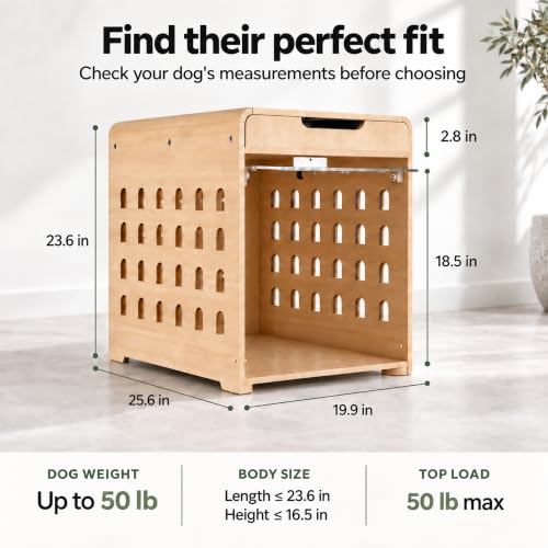 Modern Dog Kennel Furniture Wooden Crate with Charging Station End Table, view 3