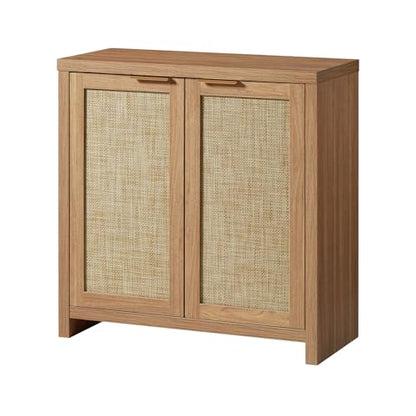 Hampstead Storage Sideboard Cabinet with Rattan Doors and Adjustable Shelves, Buffet Kitchen Cabinet Cupboard Console for Living Room