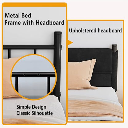 Metal Bed Frame, 14Inch Full Bed Frame with Headboard, view 4