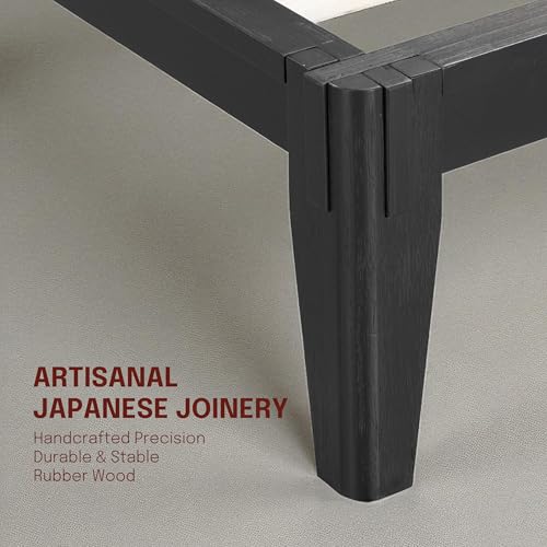 Sapa Solid Wood Bed Frame with 3D Carved Headboard, Japanese Joinery, view 8
