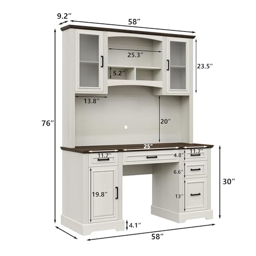 Farmhouse 76" Height Executive Desk with Hutch, view 3