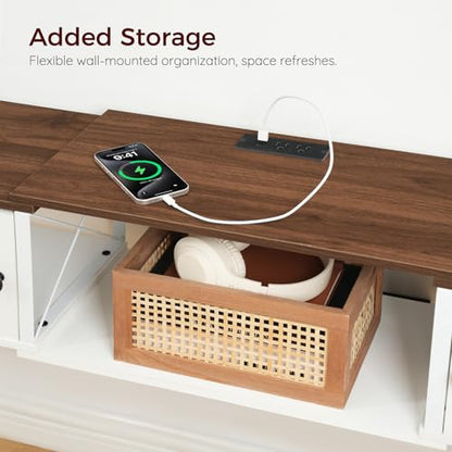 Farmhouse Floating TV Stand with Power Outlet, view 6