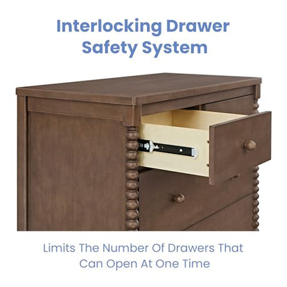 Saint 4 Drawer Dresser with Changing Top and Interlocking Drawers, Teak Brown, view 4