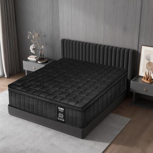 Twin Mattress 10 Inch - Twin Size Memory Foam Mattress in a Box with Individually Pocket Spring, Hybrid Gel Foam Mattresses Medium Firm, Fiberglass Free, Pressure Relief for All Sleep Positions, Black