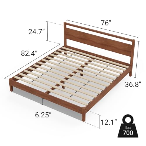 Signature Wood Platform Bed Frame with Headboard, Essential, Noise Free, view 3
