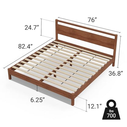 Signature Wood Platform Bed Frame with Headboard, Essential, Noise Free, view 3