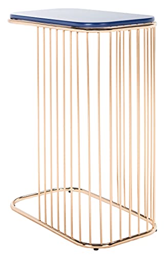 SAFAVIEH Home Collection Stafford Top Iron Living Room Accent Side Table ACC8005A, Blue/Gold