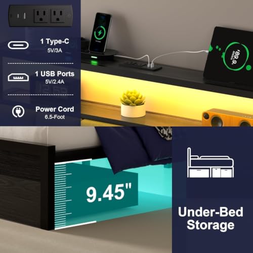 Queen Bed Frames with Storage Drawer, view 6