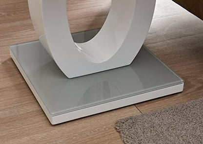 Giovani Modern Grey or Black White Halo High Gloss Glass Side End Table for Living Room (Grey)