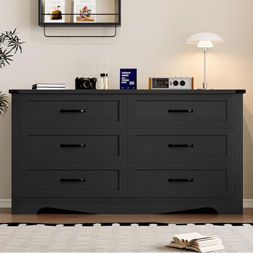 6-Drawer Dresser for Bedroom, Modern Wooden Chest of Drawers with Metal Handles, view 4