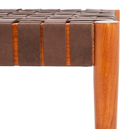 SAFAVIEH Amalia Wood Bench, 47" Mid-Century Cognac/Dark Brown BCH1001A, view 5