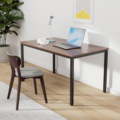 Writing Computer Office Desk 59 Inch（60"x 30"） Home Office Wooden Writing Study Desk Table, Large Solid Wood Desk, Modern Simple Sturdy Laptop Study Table, Walnut - Solid Tabletop Made of MDF
