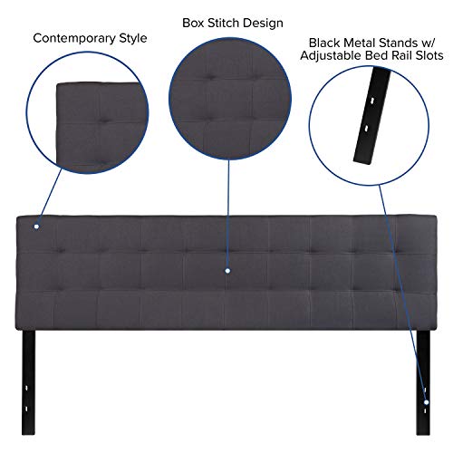 Bedford Tufted Upholstered King Size Headboard in Dark Gray Fabric